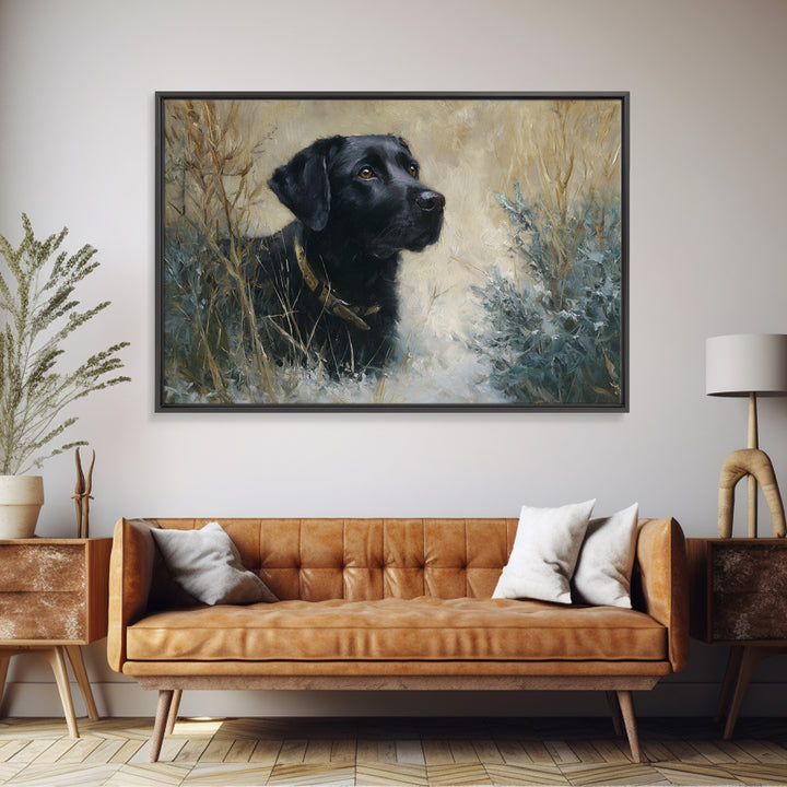 Dog Portrait with Painterly Collar and Loyal Framed Canvas Print, Animal Art, Boho Wall Art, Living Room Decor, Creature, ANI-3x2-65