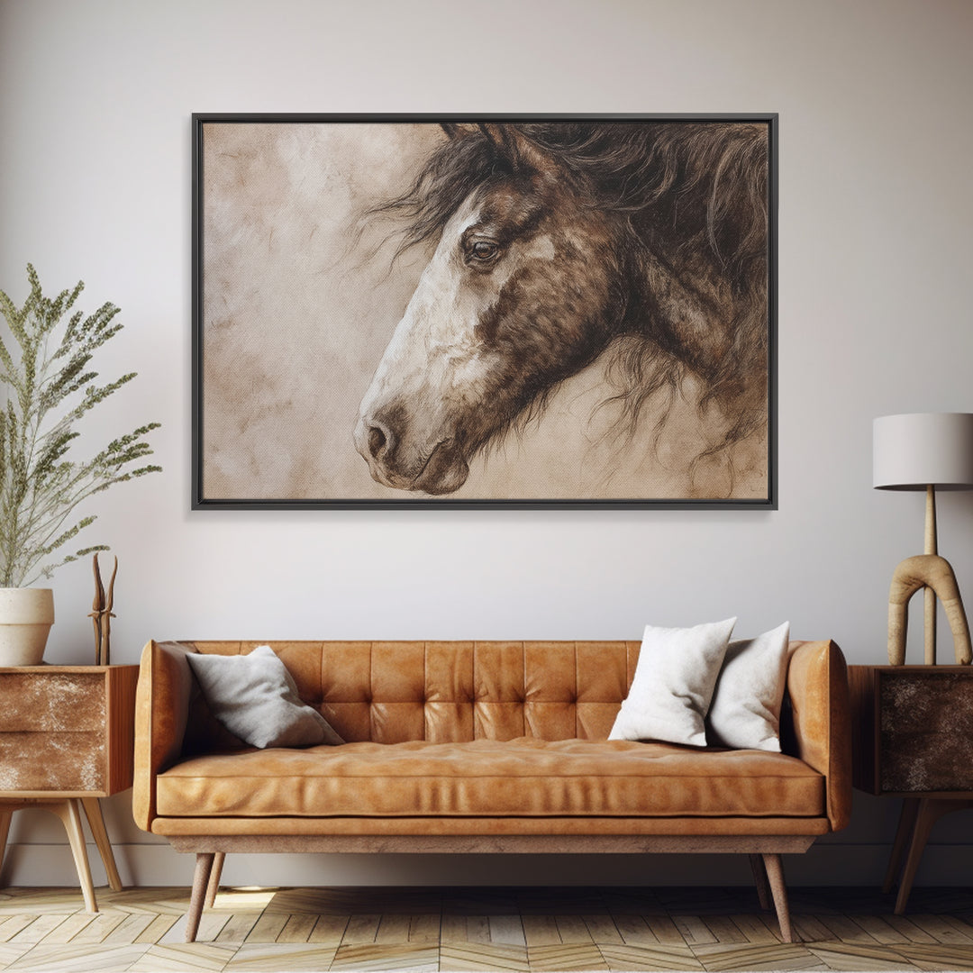 Majestic Horse Head Framed Canvas Print, Animal Art, Home Decor, Living Room Decor, Abstract Art, Creature, Art Deco, ANI-3x2-7