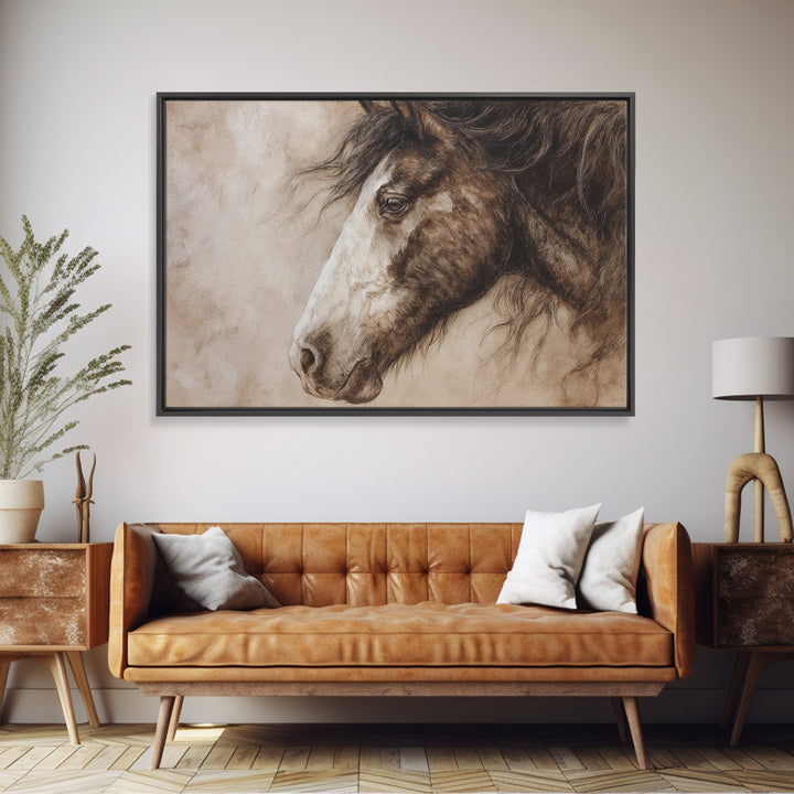 Majestic Horse Head Framed Canvas Print, Animal Art, Home Decor, Living Room Decor, Abstract Art, Creature, Art Deco, ANI-3x2-7