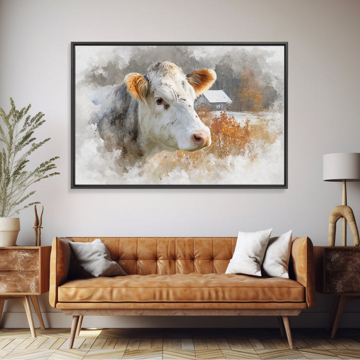 Gentle Cow Portrait Canvas Print, Animal Art, Wall Art, Living Room Decor, Fine Art, Creature, Nursery Decor, Art Deco, ANI-3x2-83
