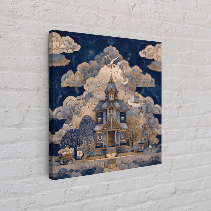 Naive Folk Art Village Canvas Print, Art, Printable Wall Art, Living Room Decor, Fine Art, Canvas Art, Ai Art, ART-1x1-20