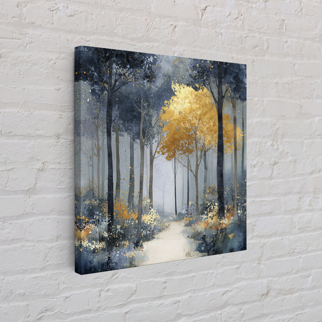 Woodland Path with Golden Autumn Atmosphere Canvas Print, Art, Metal Wall Art, Living Room Decor, Fine Art, Textured Wall Art, ART-1x1-23