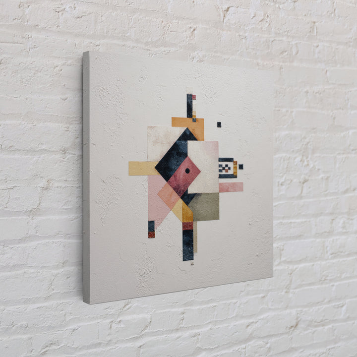 Geometric Color Study Framed Canvas Print, Art, Pink Wall Art, Living Room Decor, Fine Art, Textured Painting, ART-1x1-33