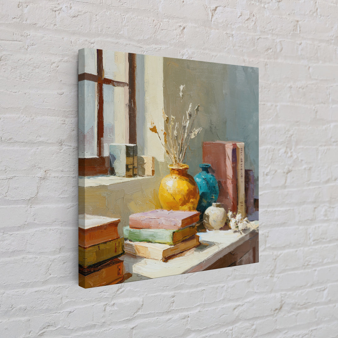 Sunlit Interior Still Life Framed Canvas Print, Art, Prints Wall Art, Living Room Decor, Fine Art, Fine Art Print, ART-1x1-38