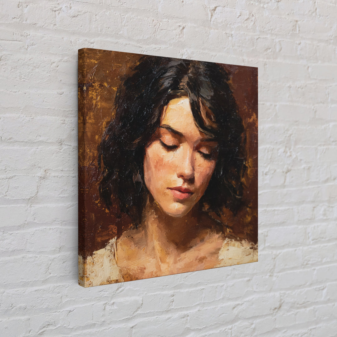 Expressive Portrait with Dramatic Light and Textured Canvas Print, Art, Living Room Decor, Fine Art, Art Nouveau, ART-1x1-4