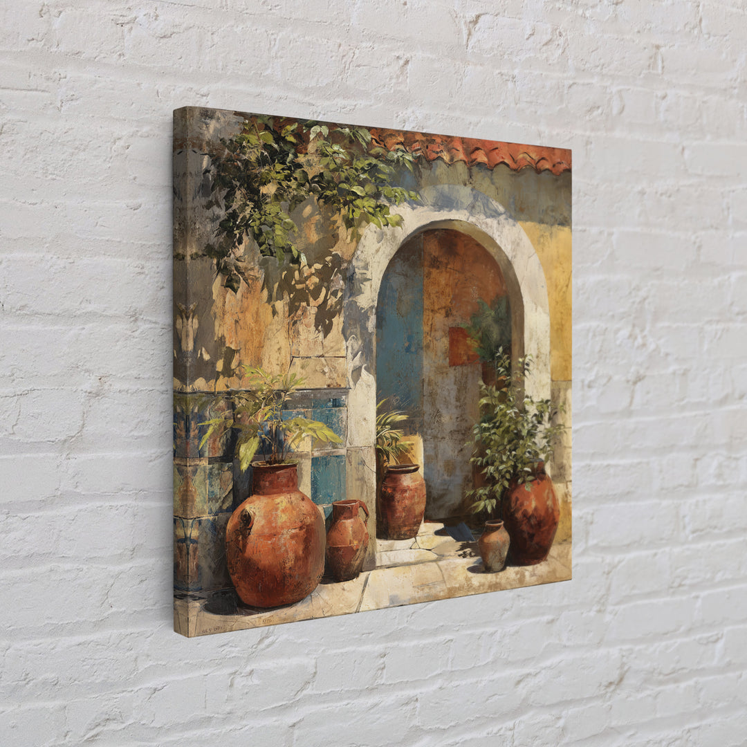 Architectural Archway in Warm Mediterranean Light Framed Canvas Print, Art, Textured Wall Art, Living Room Decor, Fine Art, ART-1x1-46