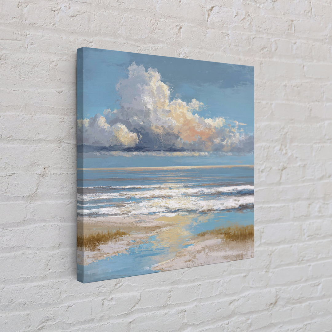 Dramatic Seascape with Foam and Storm Clouds Framed Canvas Print, Art, Living Room Decor, Fine Art, Art Nouveau, ART-1x1-48