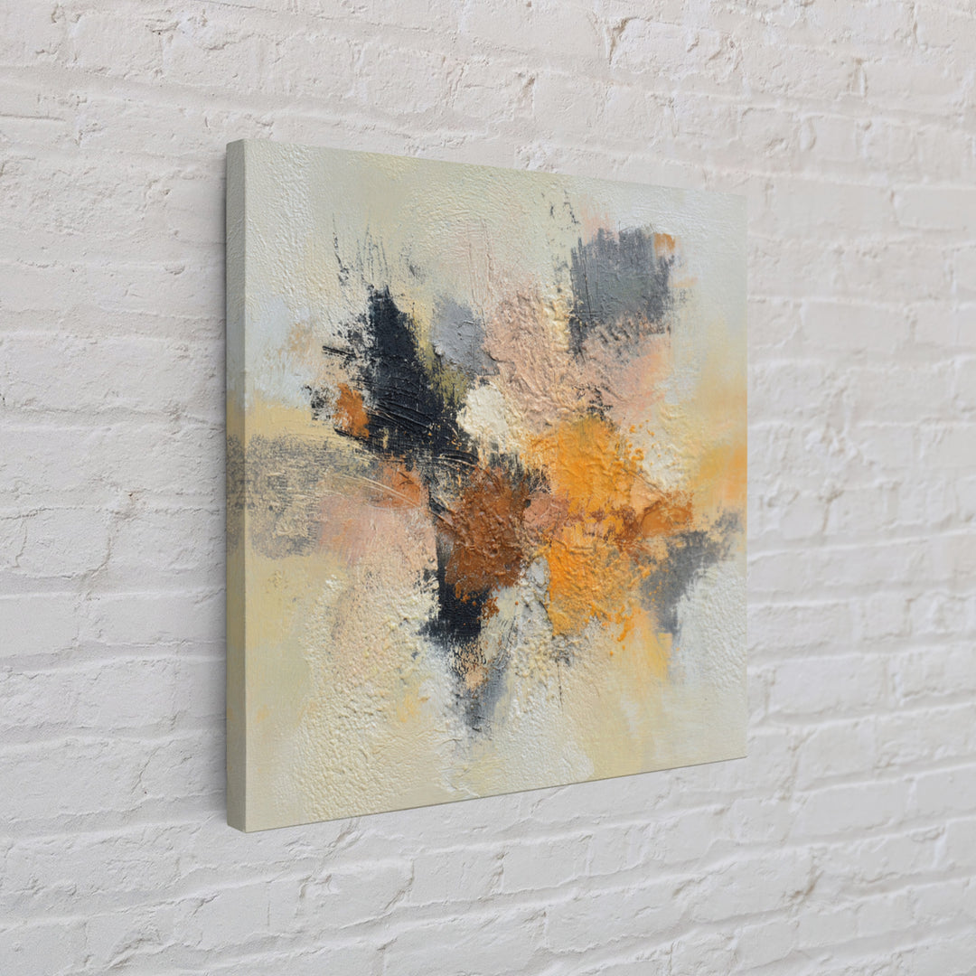 Contemporary Abstract with Layered Pigments and Energetic Canvas Print, Art, Black Art, Living Room Decor, Abstract Art, ART-1x1-50