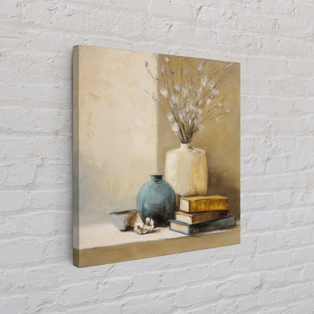 Sunlit Interior Still Life Framed Canvas Print, Art, Prints Wall Art, Living Room Decor, Fine Art, Fine Art Print, ART-1x1-62