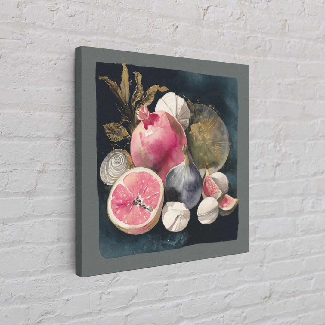 Bold Pop Fruit Composition Framed Canvas Print, Art, Abstract Art, Living Room Decor, Fine Art, Pink Wall Art, ART-1x1-64