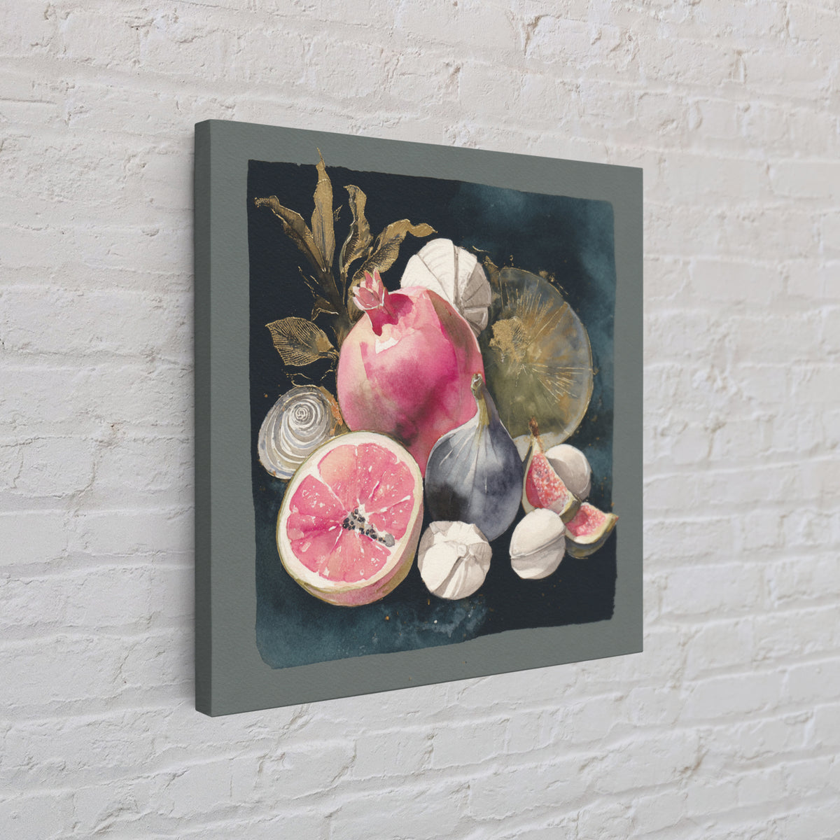 Bold Pop Fruit Composition Framed Canvas Print, Art, Abstract Art, Living Room Decor, Fine Art, Pink Wall Art, ART-1x1-64