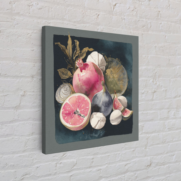 Bold Pop Fruit Composition Framed Canvas Print, Art, Abstract Art, Living Room Decor, Fine Art, Pink Wall Art, ART-1x1-64