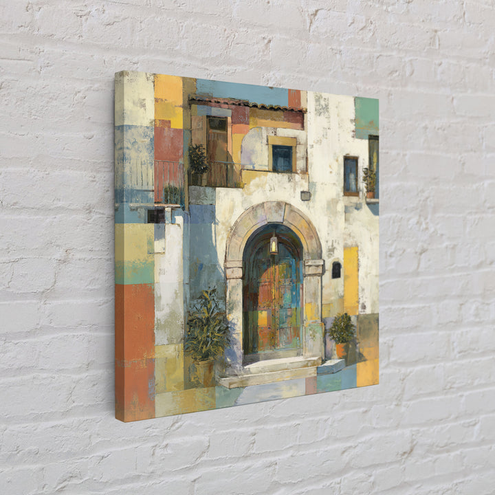 Architectural Archway in Warm Mediterranean Light Framed Canvas Print, Art, Textured Wall Art, Living Room Decor, Fine Art, ART-1x1-70