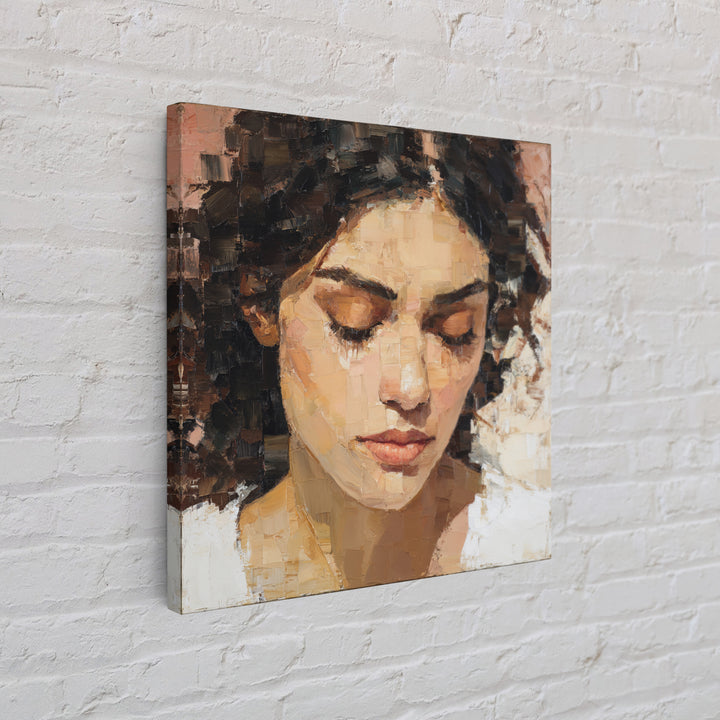 Expressive Portrait with Dramatic Light and Textured Canvas Print, Art, Printable Art, Living Room Decor, Oil Painting, ART-1x1-76