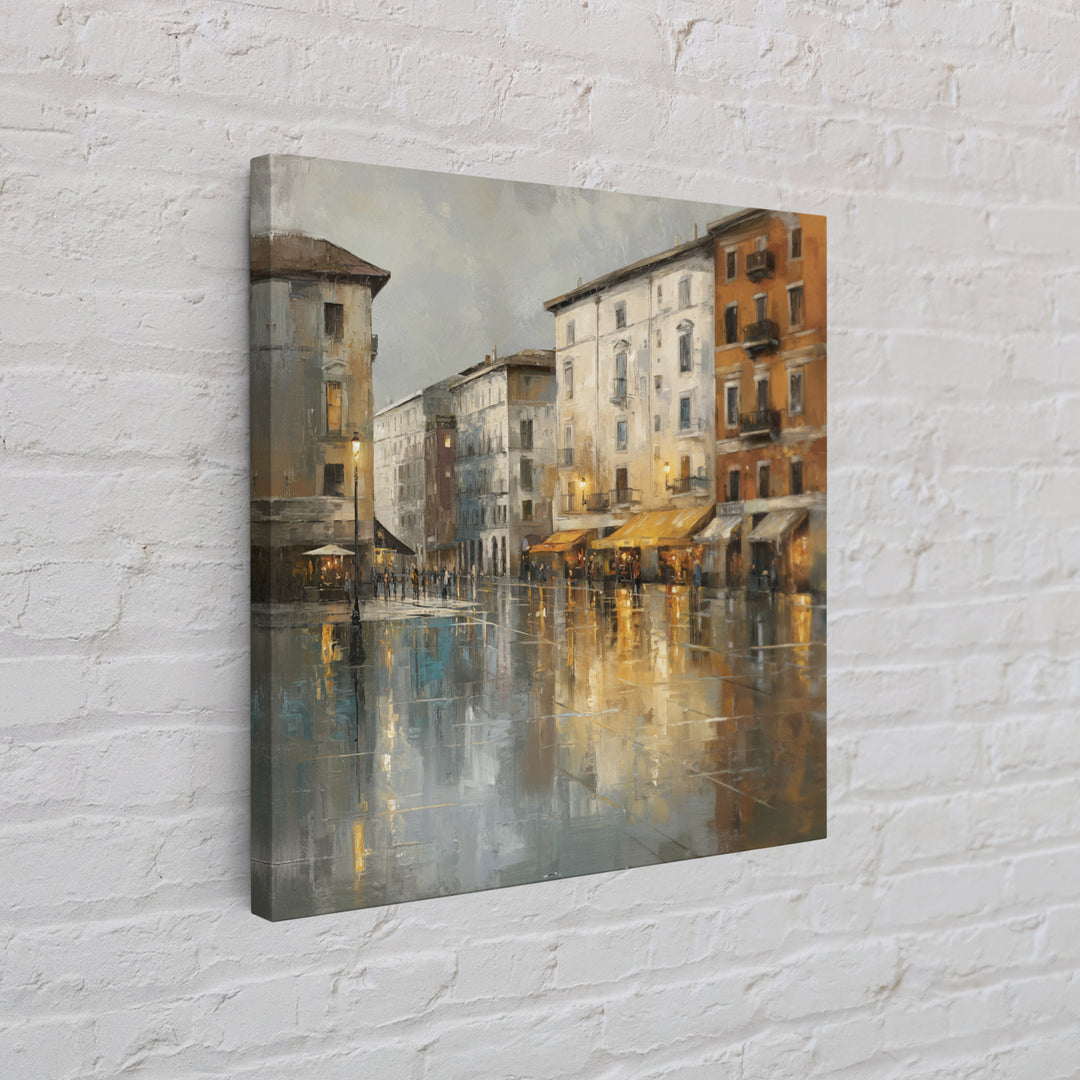 Moody City Scene Reflected Canvas Print, Art, Boho Wall Art, Living Room Decor, Oil Painting, Textured Painting, ART-1x1-82
