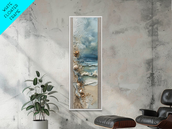 Dramatic Seascape with Foam and Storm Clouds Canvas Print, Art, Boho Wall Art, Living Room Decor, Oil Painting, ART-1x3-12