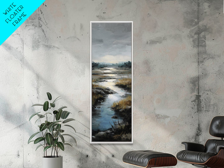 Classic Landscape with Winding River and Atmospheric Framed Canvas Print, Art, Fine Art Print, Living Room Decor, Fine Art, ART-1x3-15
