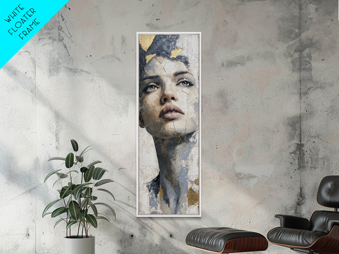 Expressive Portrait with Dramatic Light and Textured Canvas Print, Art, Pink Wall Art, Living Room Decor, Fine Art, ART-1x3-16