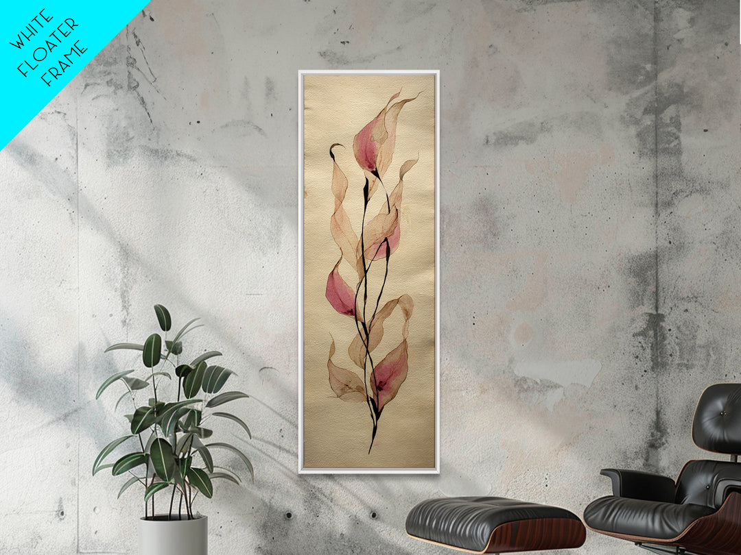 Minimal Botanical Ink Drawing on Handmade Paper Canvas Print, Art, Art Deco, Living Room Decor, Fine Art, Printable Art, ART-1x3-41