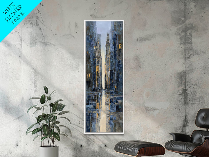 Moody City Scene Reflected Framed Canvas Print, Art, Prints Wall Art, Living Room Decor, Fine Art, Fine Art Print, ART-1x3-46