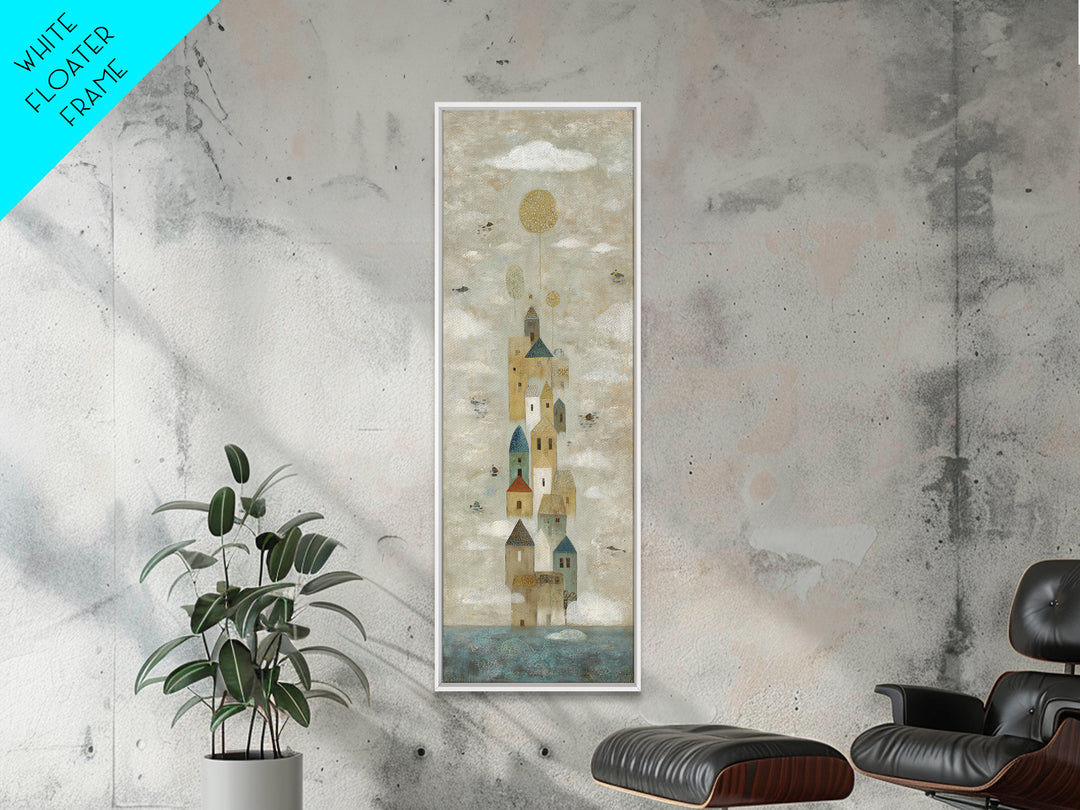 Naive Folk Art Village Canvas Print, Art, Contemporary Art, Living Room Decor, Fine Art, Art Deco, Original Art, ART-1x3-56