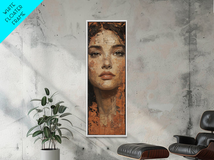 Expressive Portrait with Dramatic Light and Textured Framed Canvas Print, Art, Living Room Decor, Fine Art, Art Nouveau, ART-1x3-64