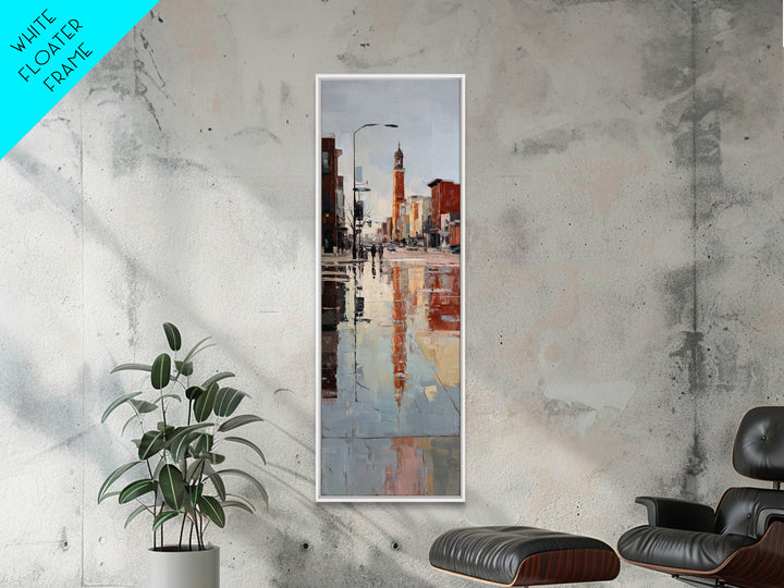 Moody City Scene Reflected Framed Canvas Print, Art, Prints Wall Art, Living Room Decor, Fine Art, Fine Art Print, ART-1x3-70