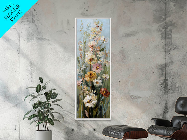Painterly Meadow with Loose Impressionist Flowers Framed Canvas Print, Art, Large Wall Art, Living Room Decor, Oil Painting, ART-1x3-75
