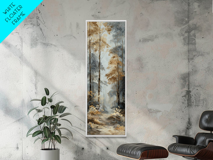Woodland Path with Golden Autumn Atmosphere Framed Canvas Print, Art, Metal Wall Art, Living Room Decor, Fine Art, ART-1x3-83