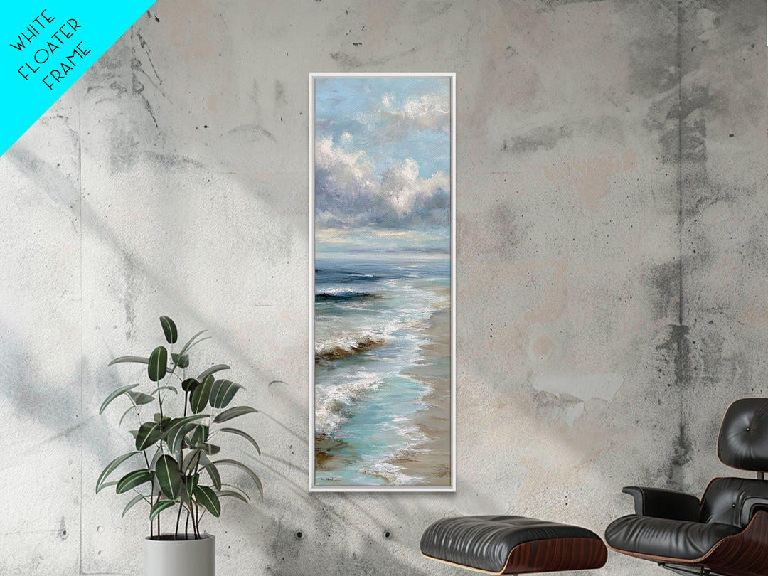 Dramatic Seascape with Foam and Storm Clouds Framed Canvas Print, Art, Wall Art, Living Room Decor, Fine Art, ART-1x3-84