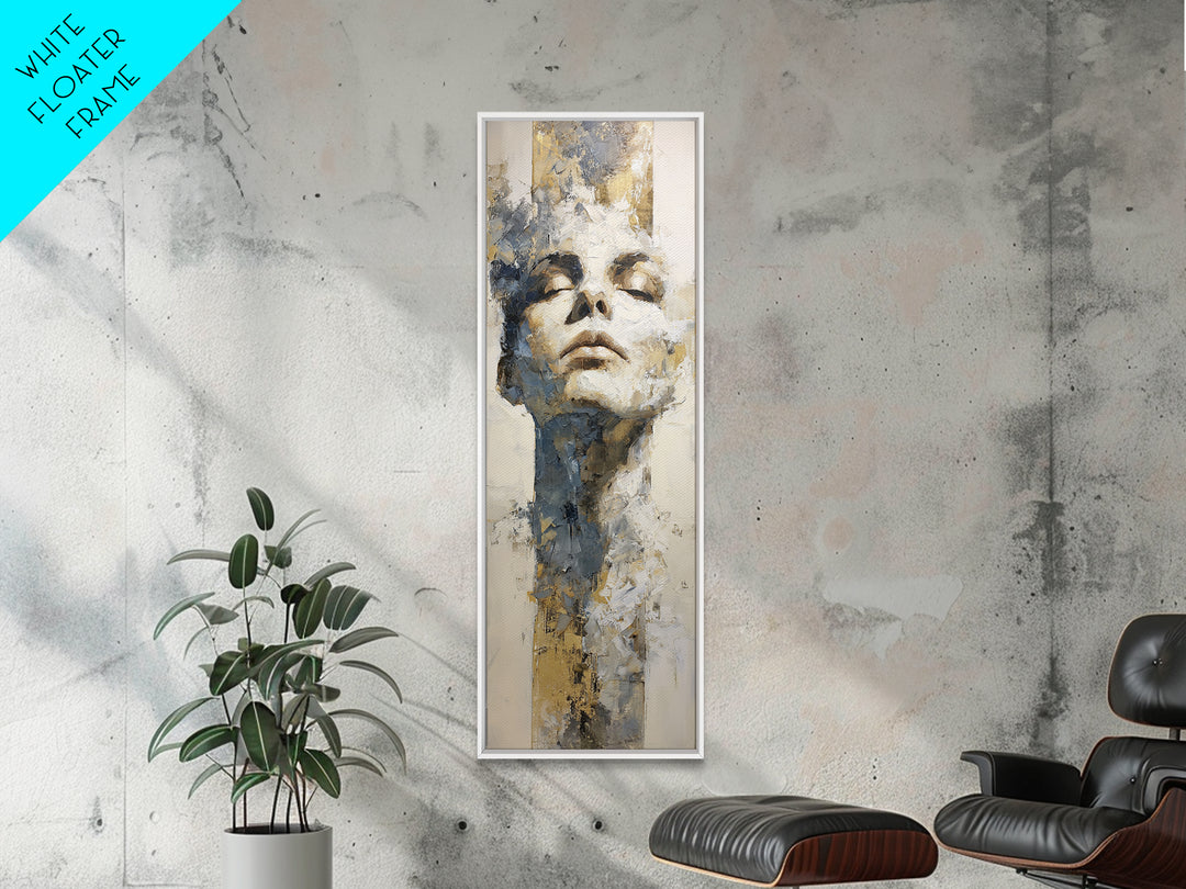 Expressive Portrait with Dramatic Light and Textured Canvas Print, Art, Metal Wall Art, Living Room Decor, Oil Painting, ART-1x3-88