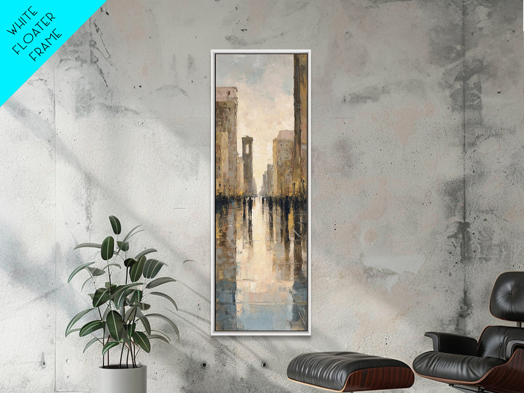Moody City Scene Reflected Canvas Print, Art, Pink Wall Art, Living Room Decor, Fine Art, Textured Painting, ART-1x3-94