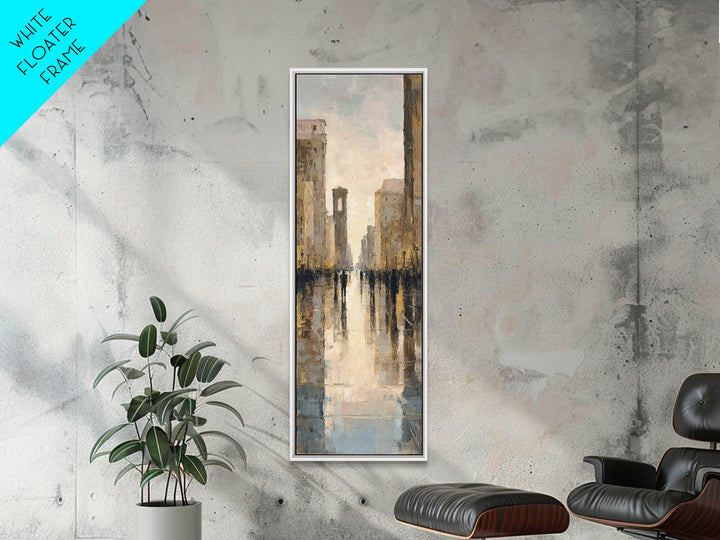 Moody City Scene Reflected Canvas Print, Art, Pink Wall Art, Living Room Decor, Fine Art, Textured Painting, ART-1x3-94
