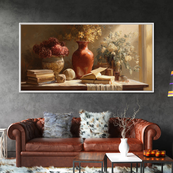 Sunlit Interior Still Life Framed Canvas Print, Art, Modern Decor, Living Room Decor, Fine Art, Art Prints, Digital Art, ART-2x1-10