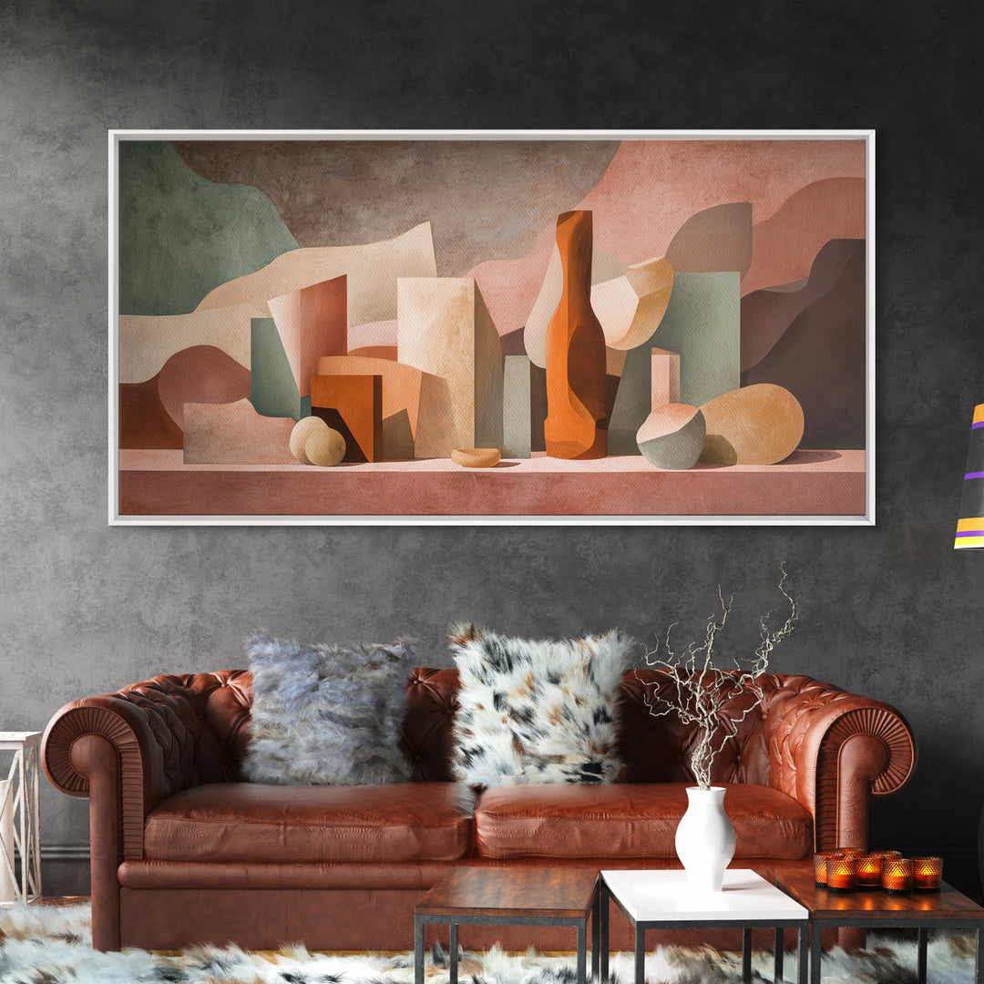 Modern Sculptural Shapes Rendered as Painted Forms Canvas Print, Art, Wall Decor, Living Room Decor, Fine Art, ART-2x1-26