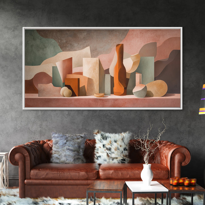 Modern Sculptural Shapes Rendered as Painted Forms Canvas Print, Art, Wall Decor, Living Room Decor, Fine Art, ART-2x1-26