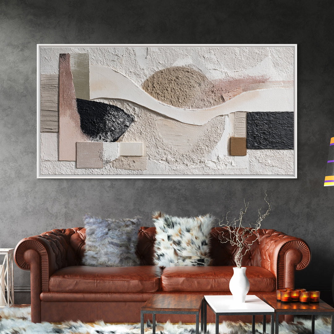 Textured Neutral Abstraction Framed Canvas Print, Art, Fine Art Print, Living Room Decor, Abstract Art, Digital Art, ART-2x1-33