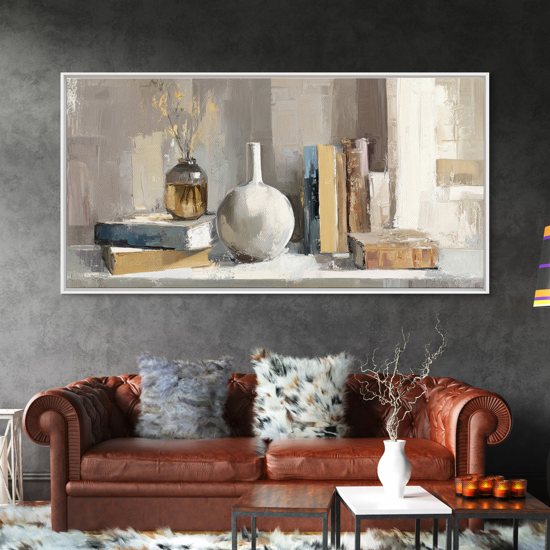 Sunlit Interior Still Life Framed Canvas Print, Art, Modern Decor, Living Room Decor, Fine Art, Art Prints, Digital Art, ART-2x1-34