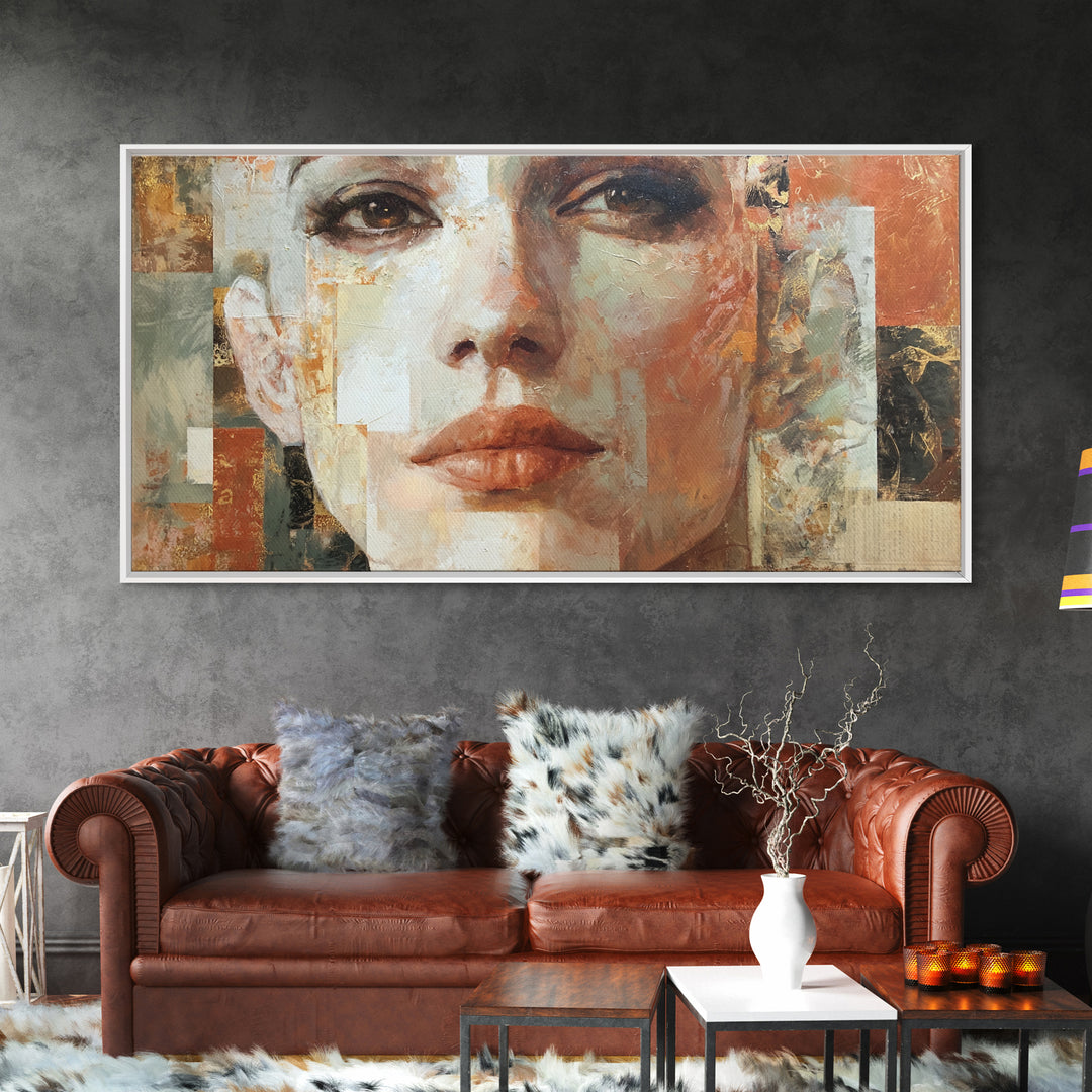 Expressive Portrait with Dramatic Light and Textured Canvas Print, Art, Art Prints, Living Room Decor, Fine Art, ART-2x1-48