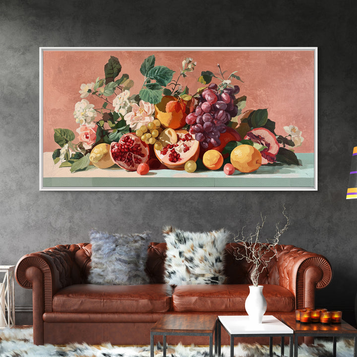 Bold Pop Fruit Composition Framed Canvas Print, Art, Printable Wall Art, Living Room Decor, Oil Painting, Canvas Art, ART-2x1-60