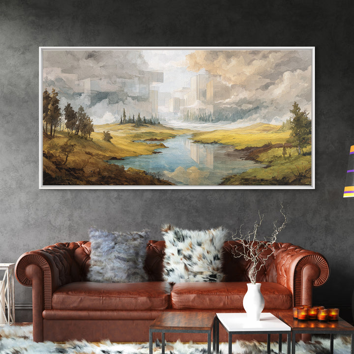 Surreal Dream Landscape Framed Canvas Print, Art, Contemporary Art, Living Room Decor, Fine Art, Art Deco, Original Art, ART-2x1-7