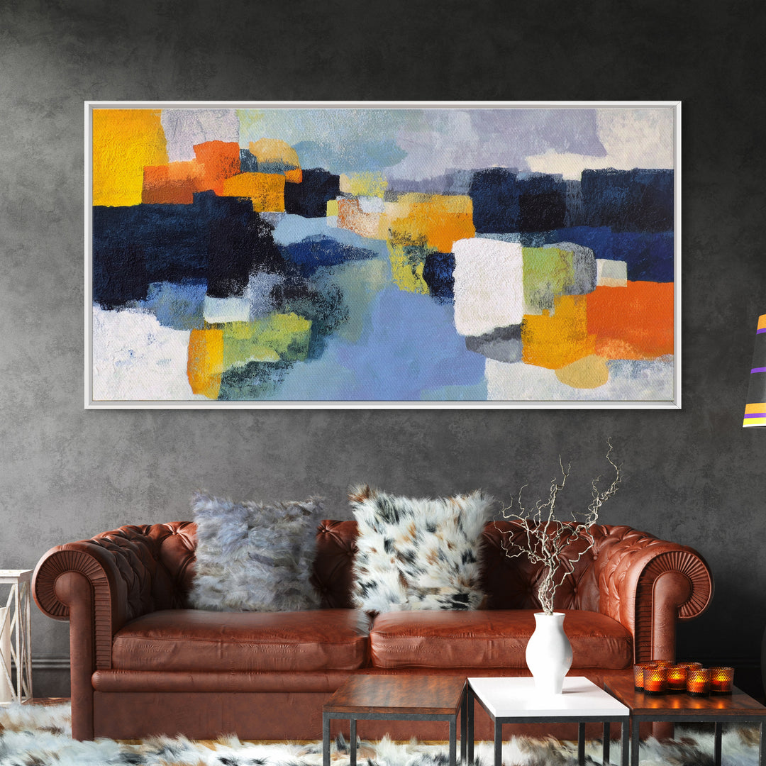 Contemporary Abstract with Layered Pigments and Energetic Canvas Print, Art, Minimalist Decor, Living Room Decor, Fine Art, ART-2x1-70