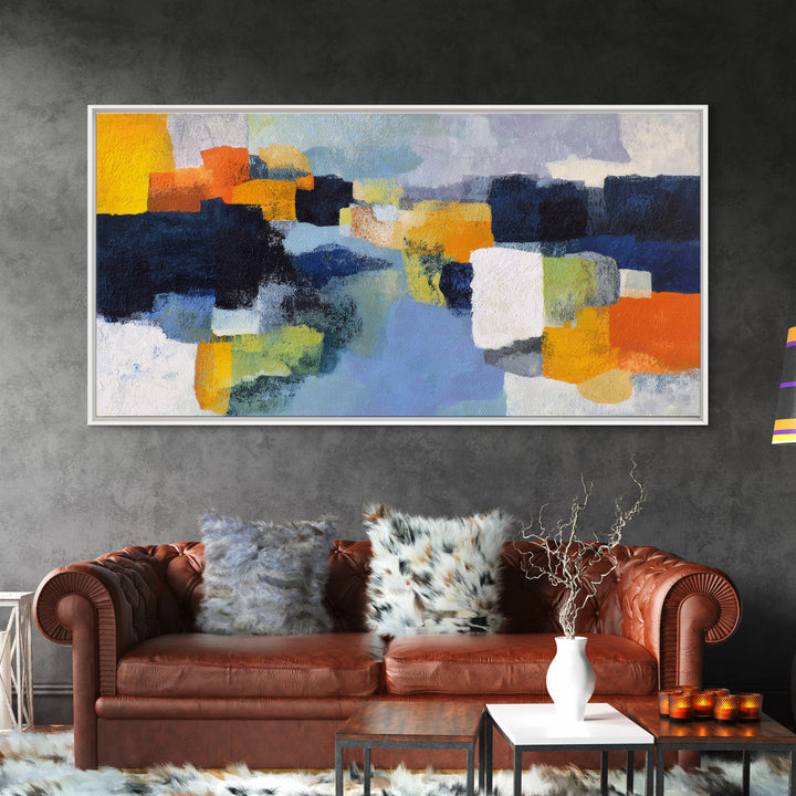 Contemporary Abstract with Layered Pigments and Energetic Canvas Print, Art, Minimalist Decor, Living Room Decor, Fine Art, ART-2x1-70