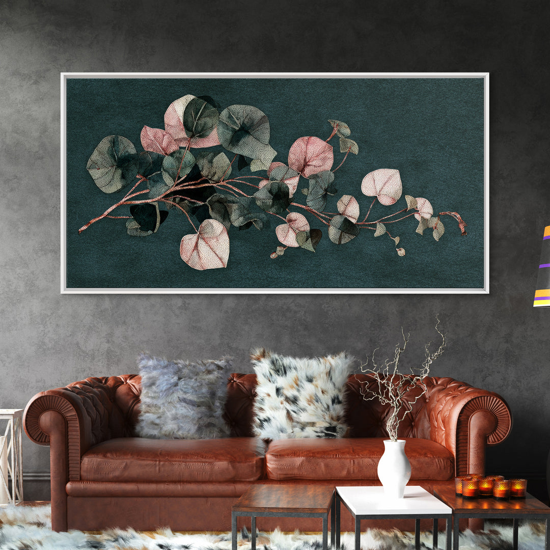 Minimal Botanical Ink Drawing on Handmade Paper Canvas Print, Art, Wall Art, Living Room Decor, Watercolor Art, ART-2x1-73