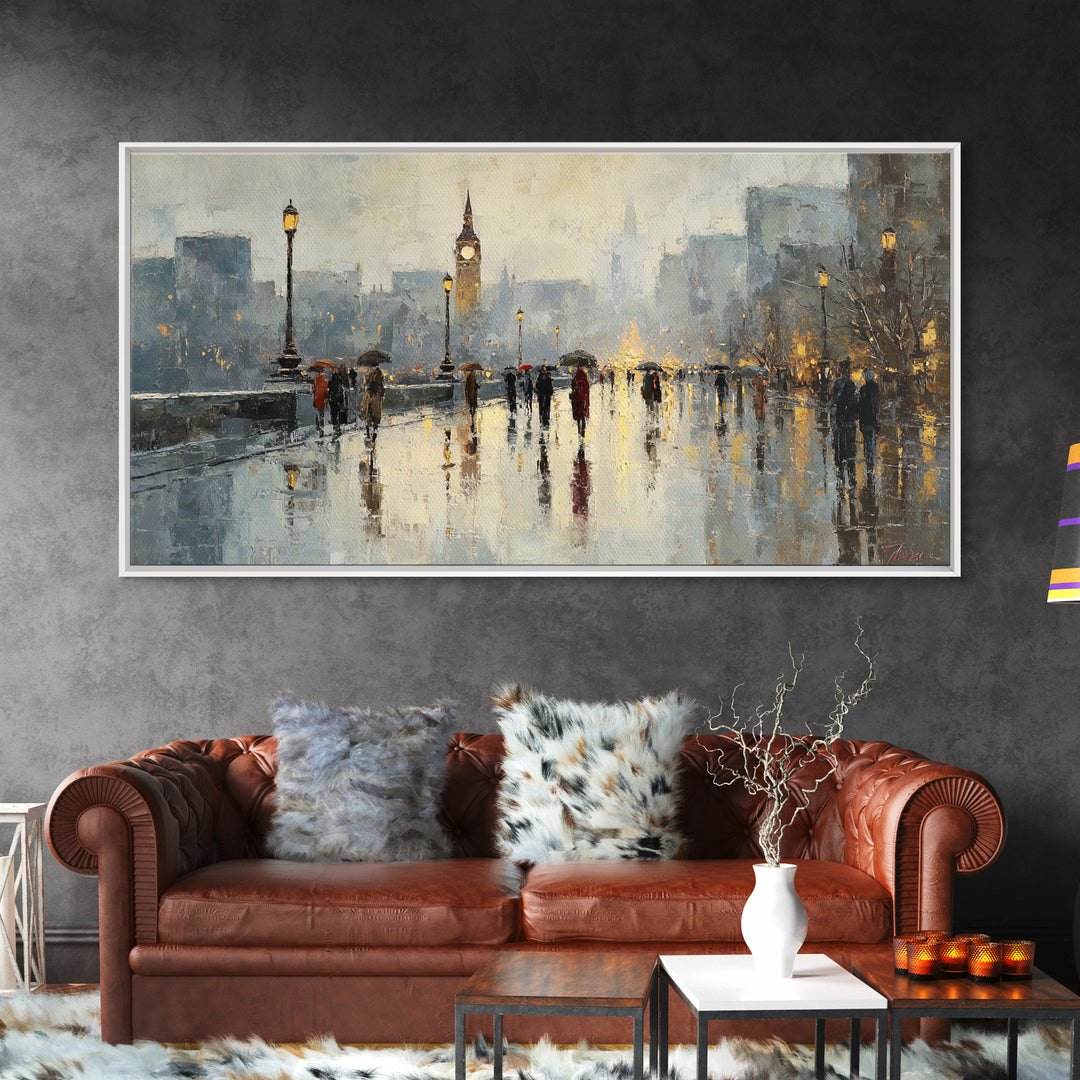 Moody City Scene Reflected Canvas Print, Art, Luxury Decor, Living Room Decor, Fine Art, Metal Wall Art, Art Commission, ART-2x1-78