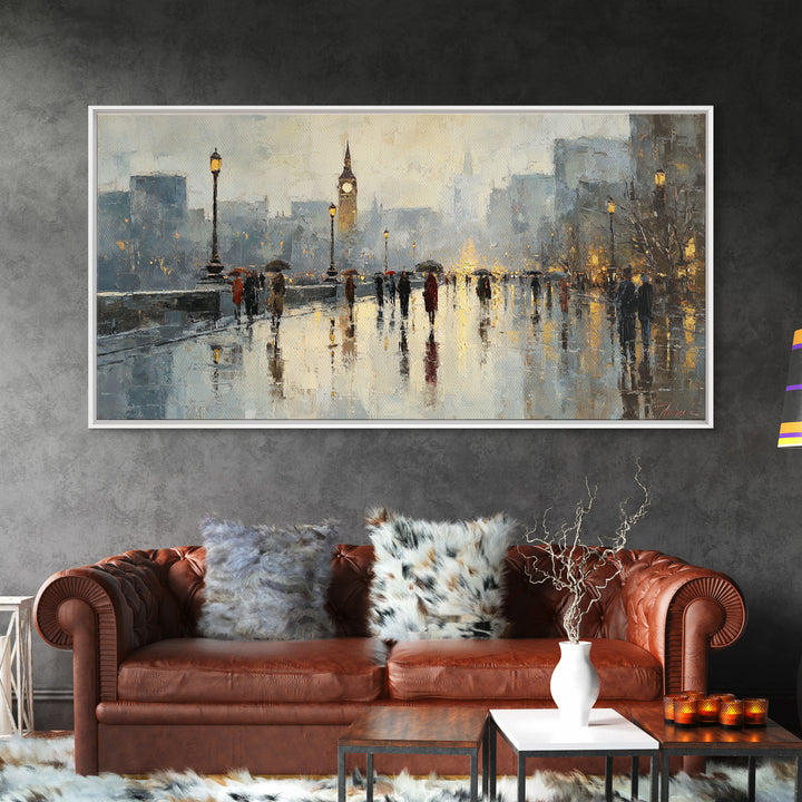 Moody City Scene Reflected Canvas Print, Art, Luxury Decor, Living Room Decor, Fine Art, Metal Wall Art, Art Commission, ART-2x1-78