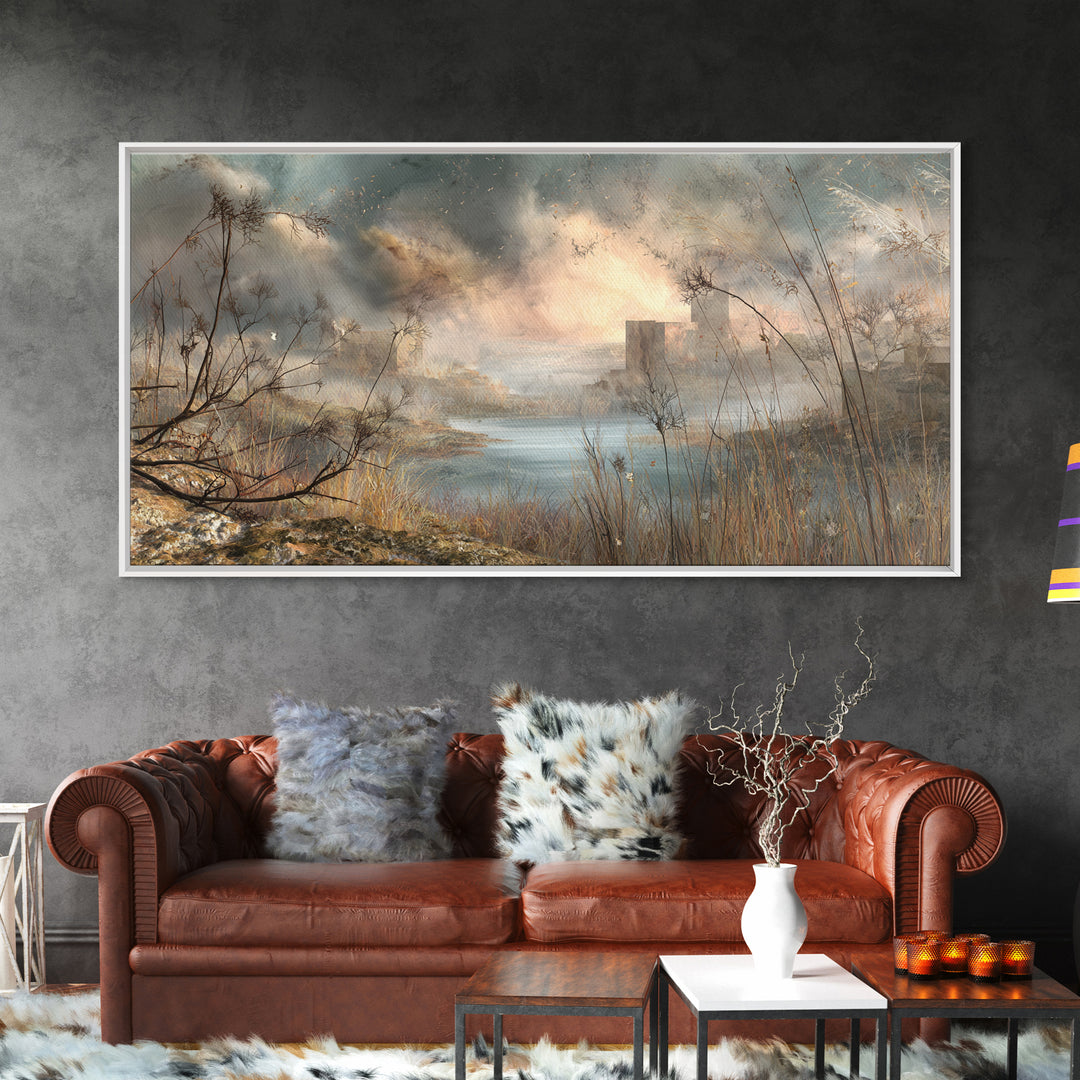 Surreal Dream Landscape Framed Canvas Print, Art, Wood Wall Art, Living Room Decor, Fine Art, Modern Decor, Fine Art Print, ART-2x1-79