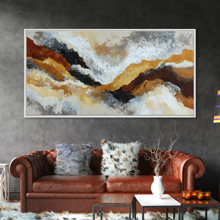 Contemporary Abstract with Layered Pigments and Energetic Canvas Print, Art, Minimalist Decor, Living Room Decor, Fine Art, ART-2x1-94