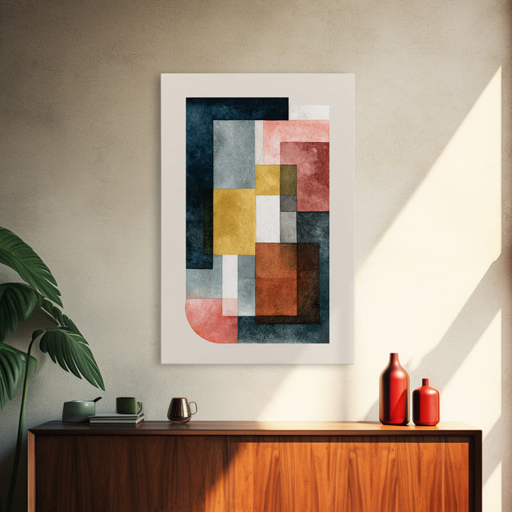 Geometric Color Study Framed Canvas Print, Art, Textured Painting, Living Room Decor, Fine Art, Digital Wall Art, ART-2x3-17