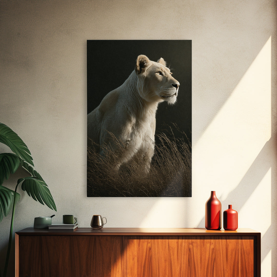 Elegant Animal Portrait Framed Canvas Print, Art, Home Decor, Living Room Decor, Fine Art, Minimalist Decor, ART-2x3-2
